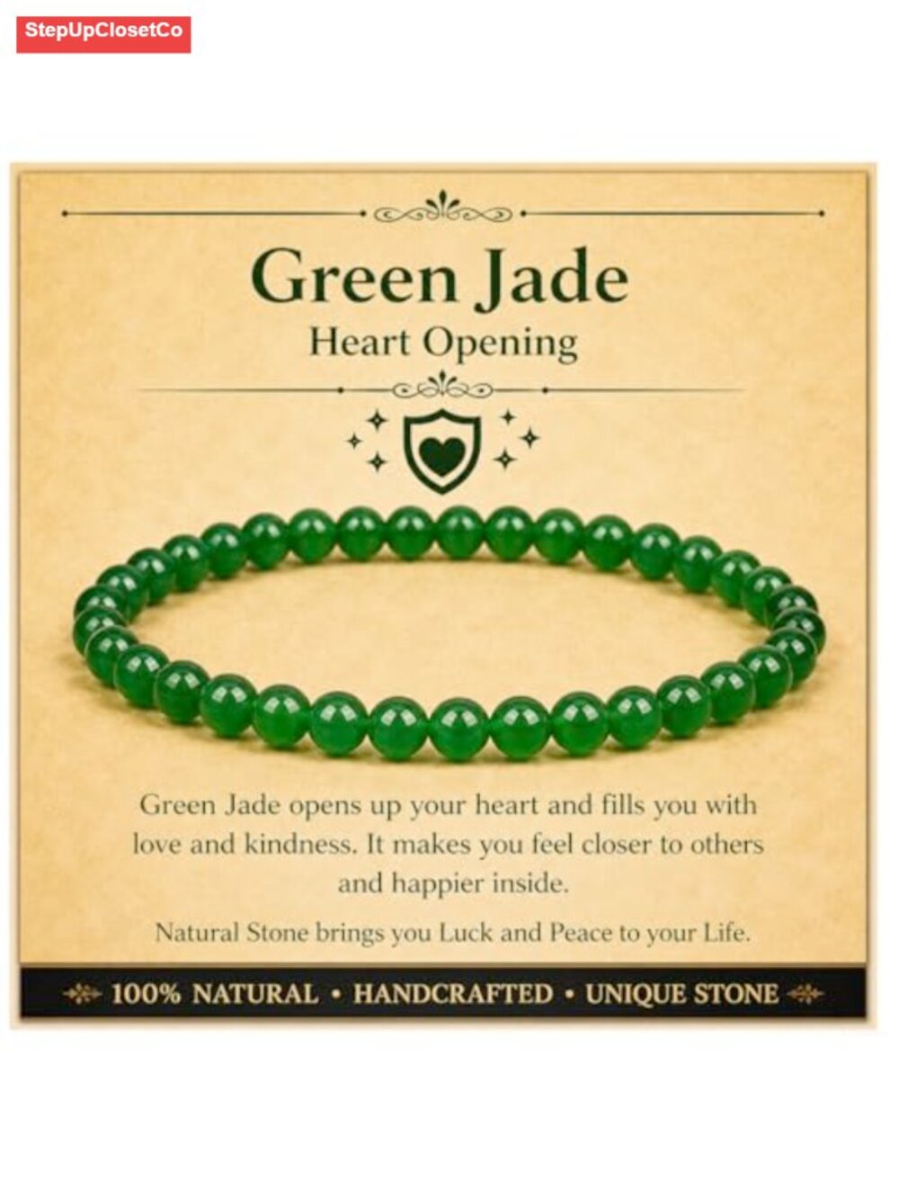 Natural Gemstone Stretch Bracelet, Green Jade Healing Crystal